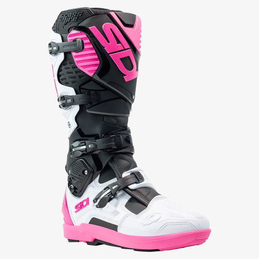 Crossfire 3 SRS Black, White & Pink Motorcycle Boots