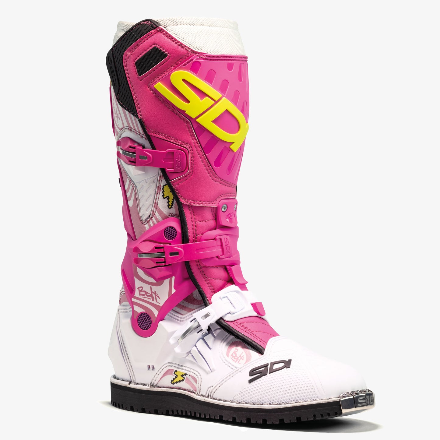 Crossair HD Billy Bolt Pink & White Motorcycle Boots