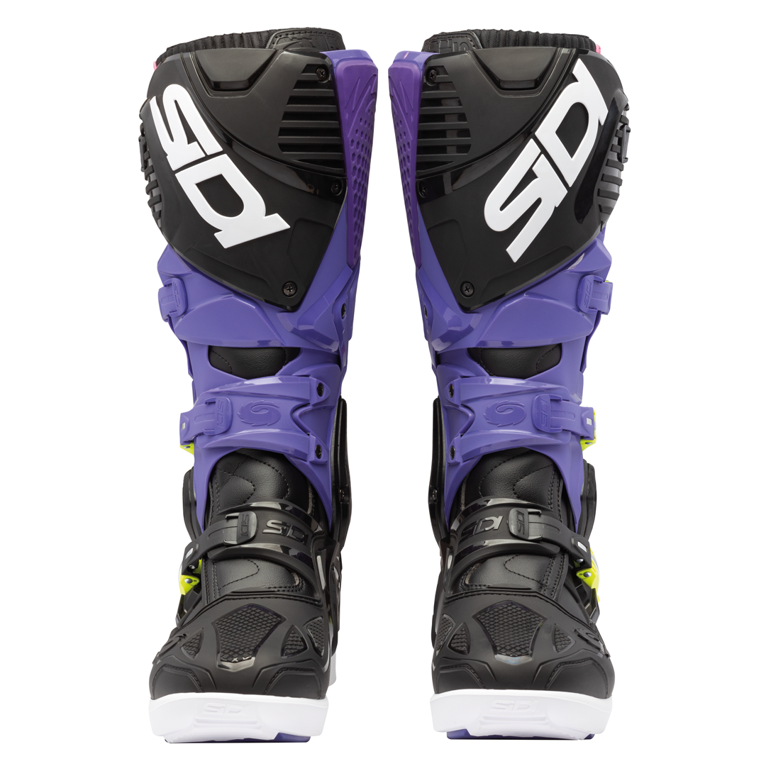 Crossfire 3 SRS Purple Violet, Black & Fluorescent Yellow Motorcycle Boots