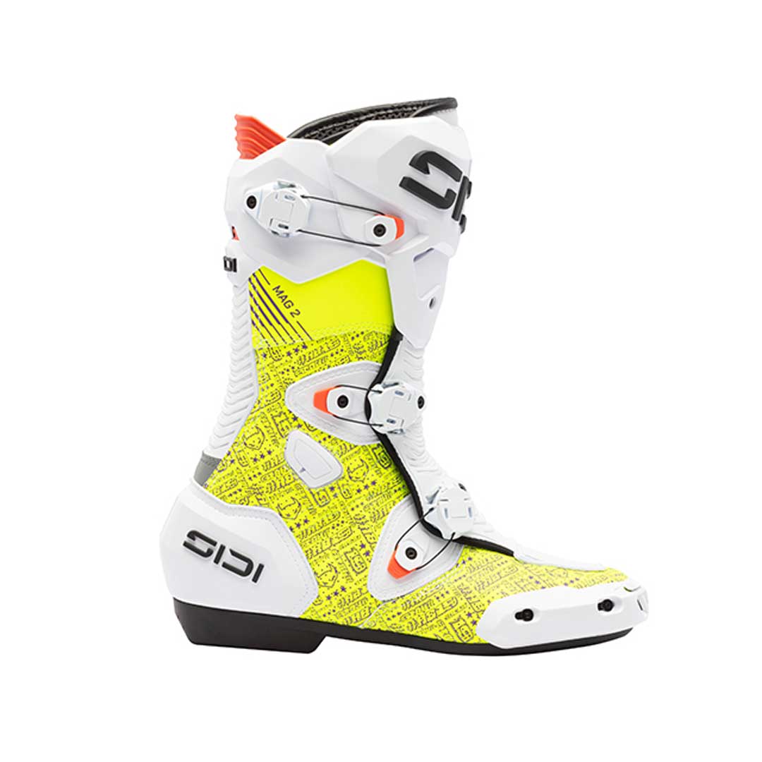 Mag 2 Air Bautista Limited Edition White & Yellow Motorcycle Boots