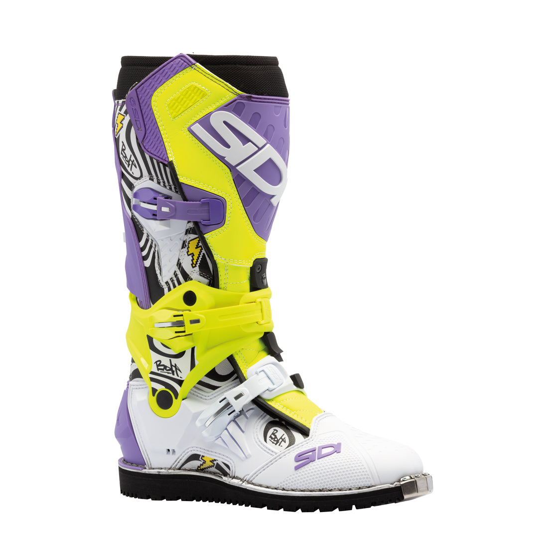 Crossair HD Billy Bolt Purple & Yellow Motorcycle Boots