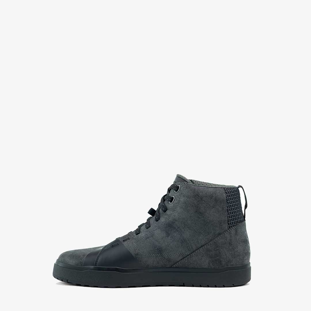 side view of black waterproof high tops