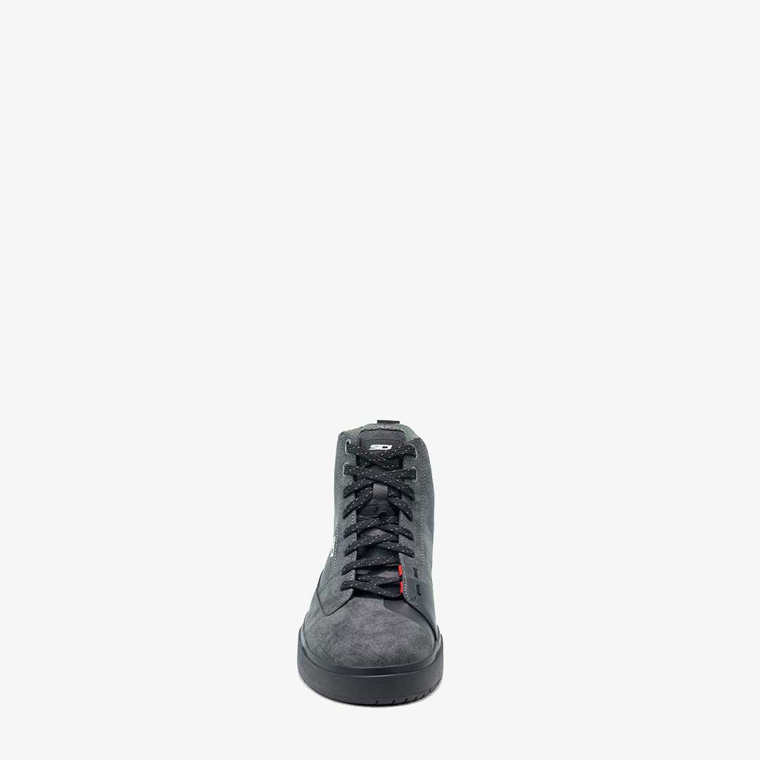 front of lace up sidi black waterproof high top motorcycle trainers