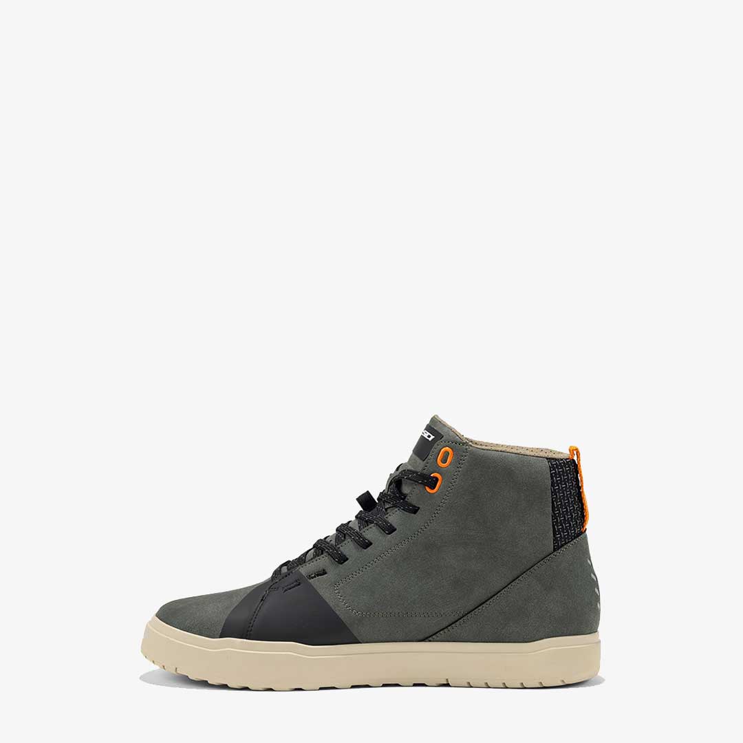 side of grey sidi arx waterproof high top motorcycle trainers