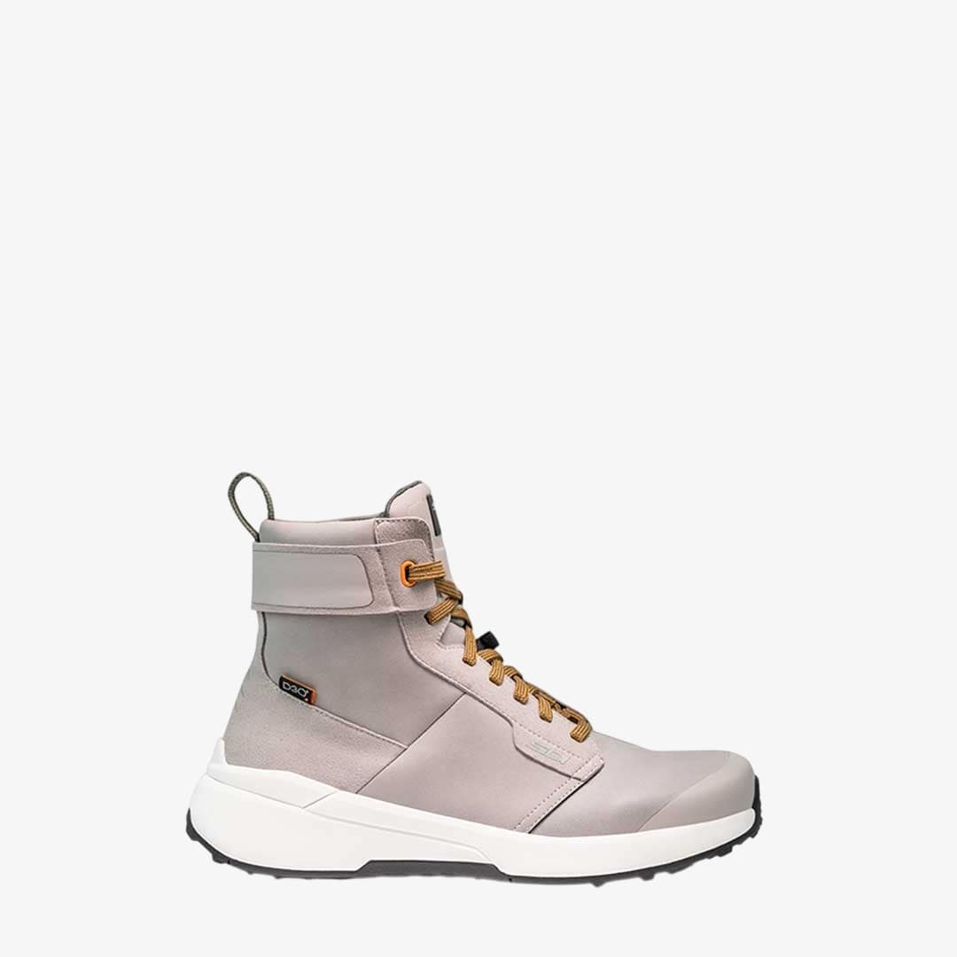 side of grey motorbike high top shoes