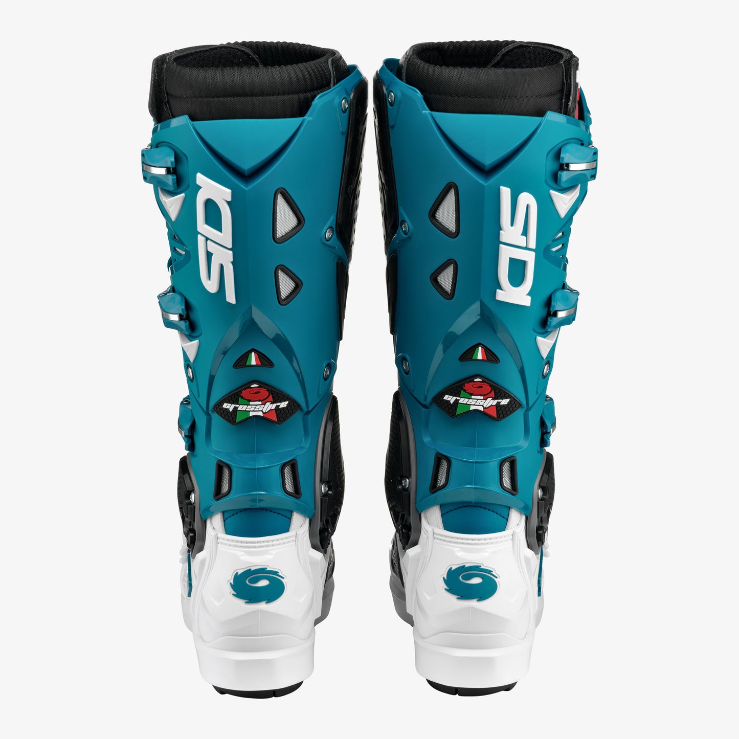 Crossfire 3 SRS White & Petrol Blue Motorcycle Boots