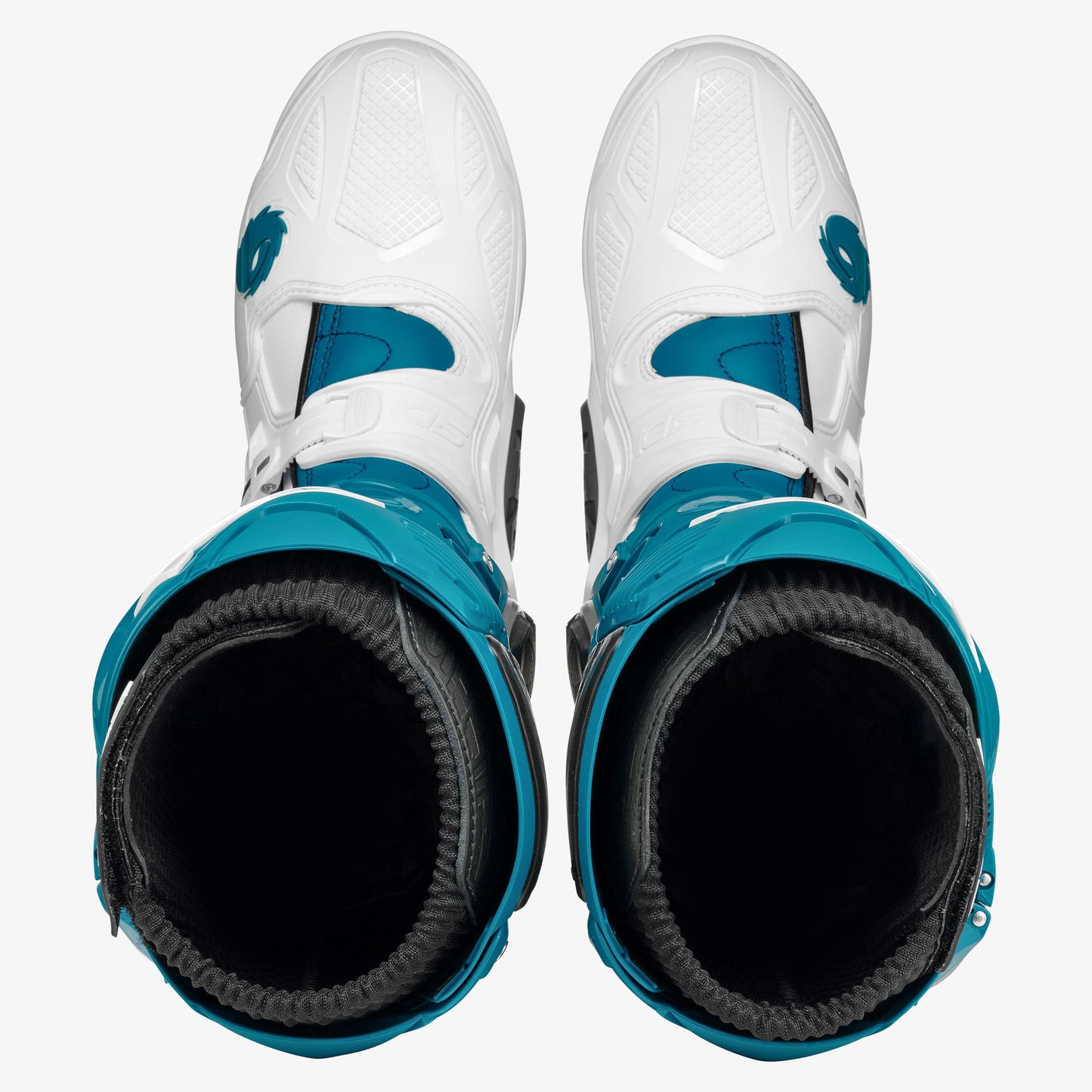 Crossfire 3 SRS White & Petrol Blue Motorcycle Boots