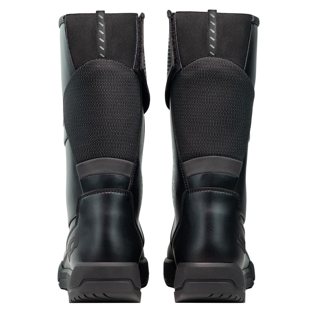 back of a pair of Orion GTX motorbike boots in black