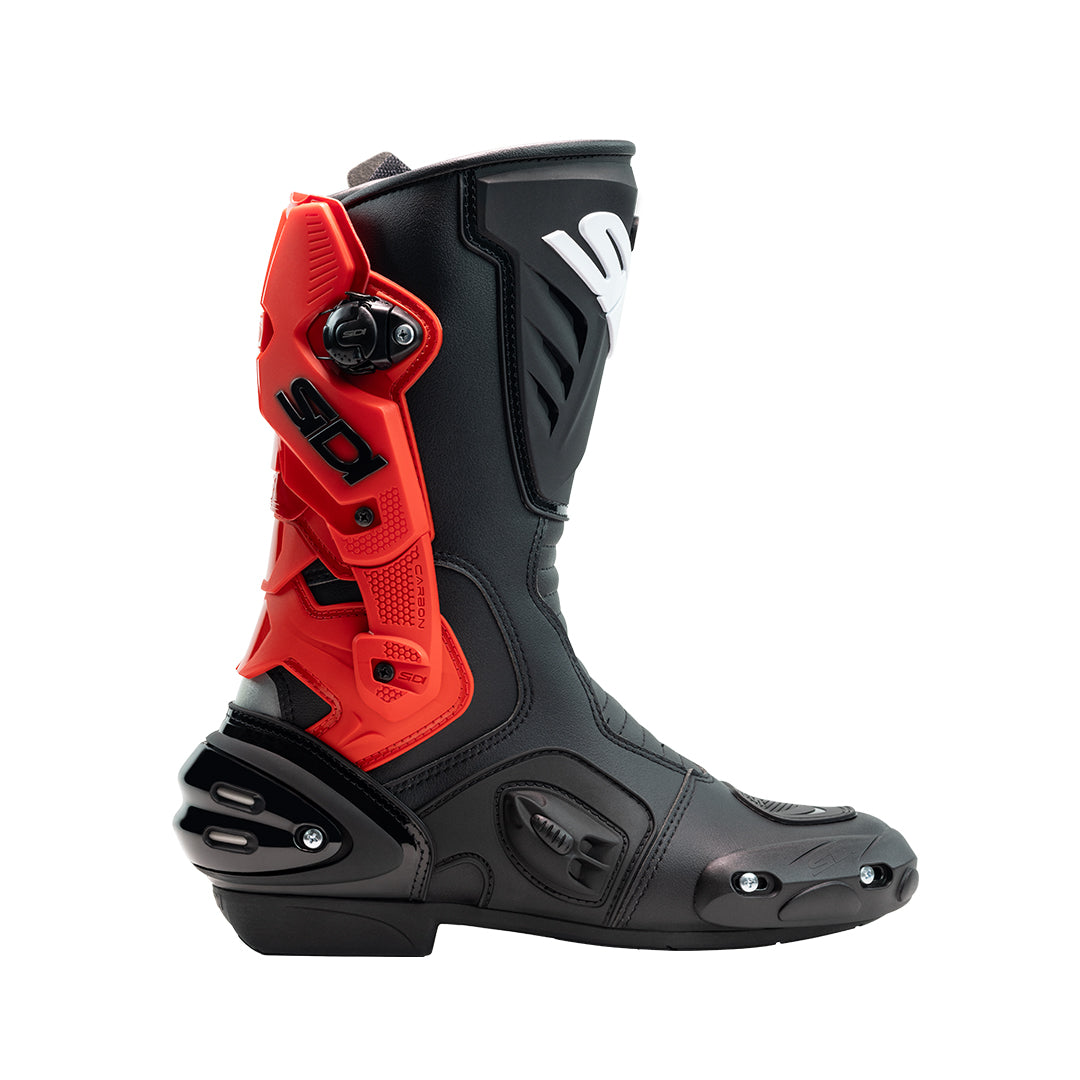 inner side view of Sidi Vertigo 2 motorcycle boots in black and red