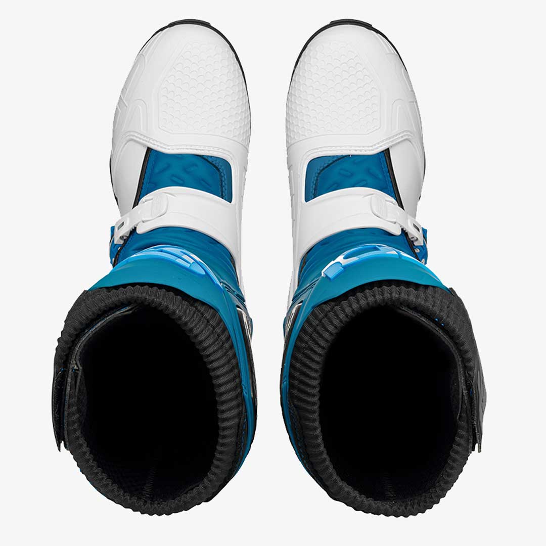 X-Power White & Petrol Blue Ladies Motorcycle Boots