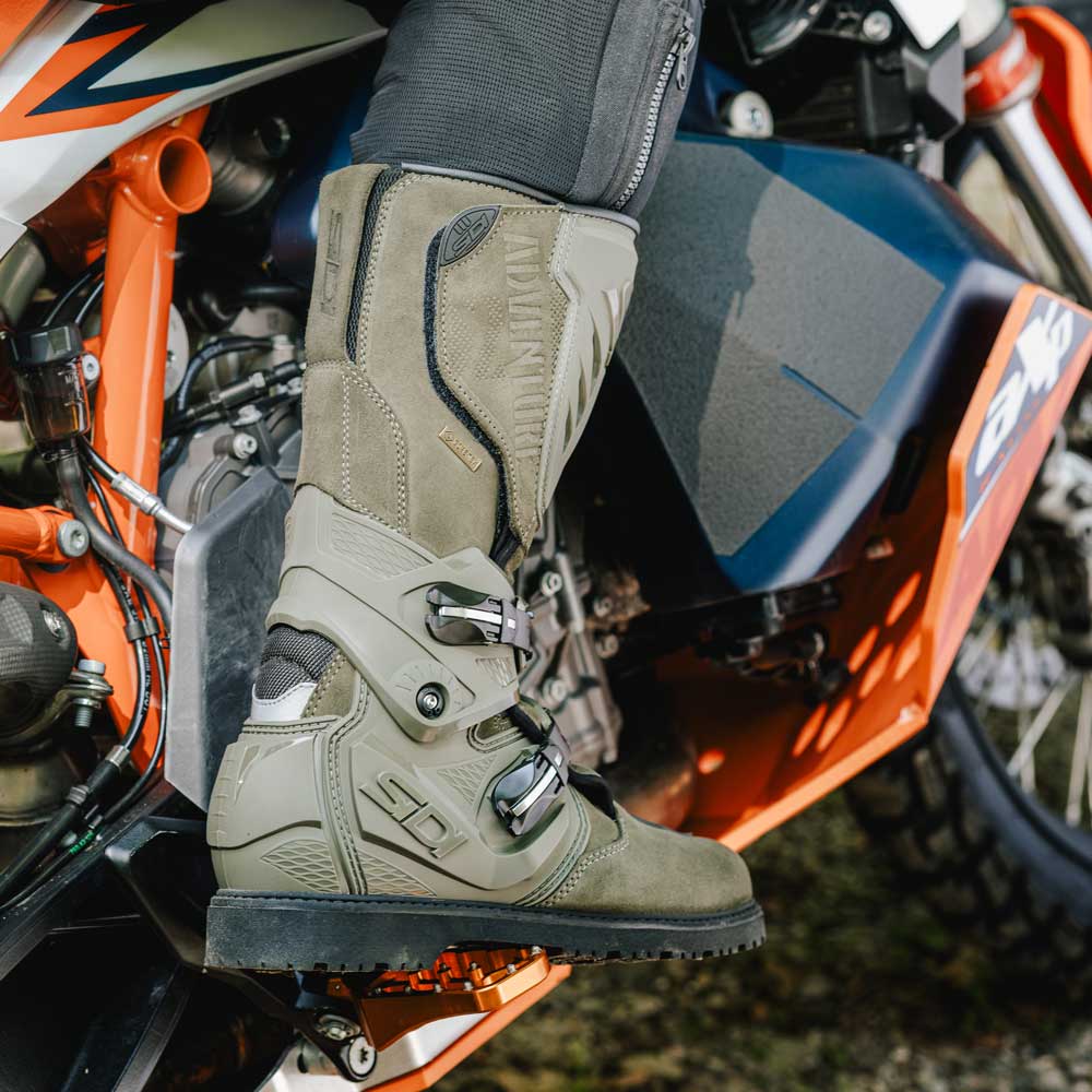 back of sidi green motorbike boots