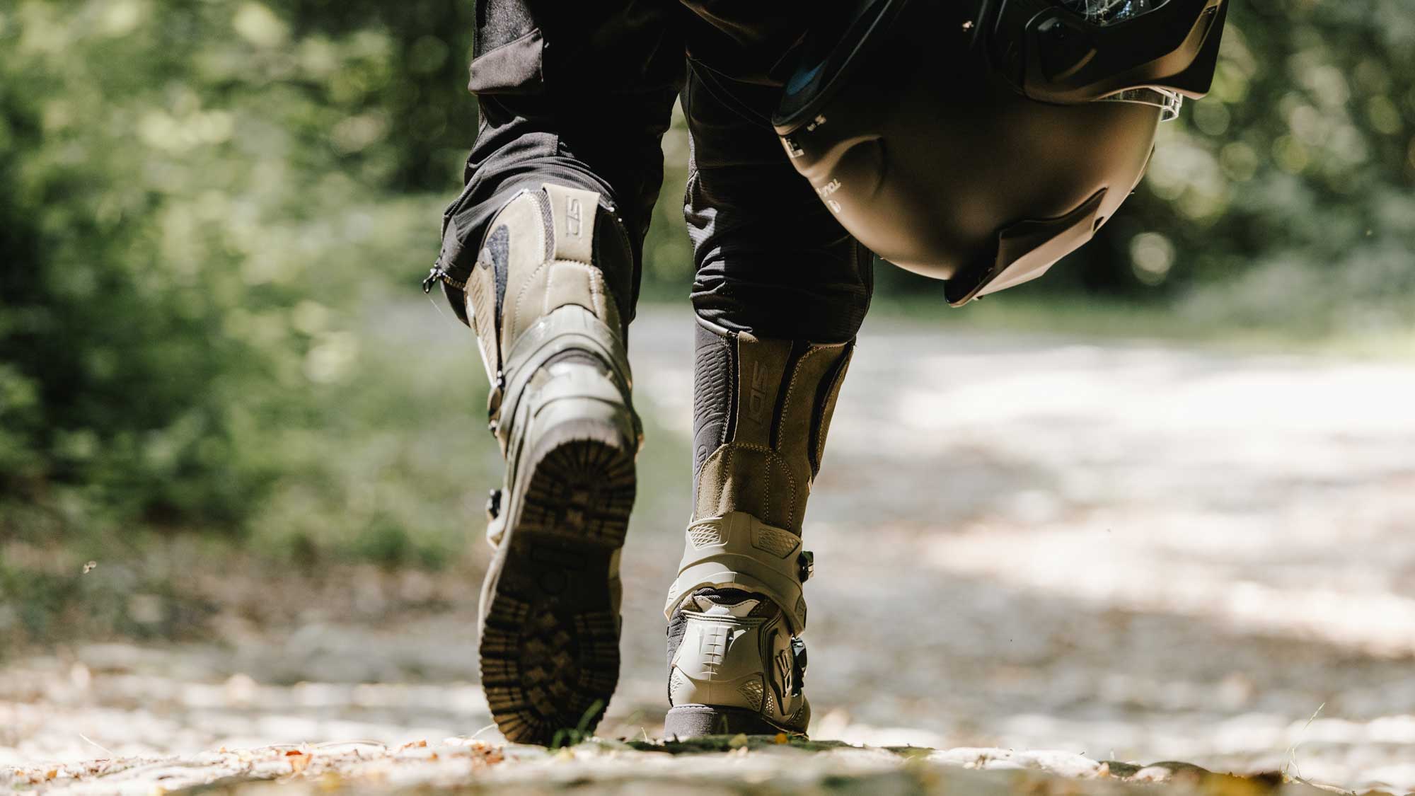 biker wearing adventure 2 gore touring boots by sidi