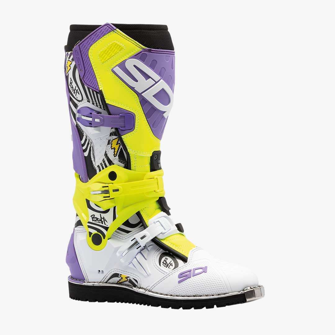 Crossair HD Billy Bolt Purple & Yellow Motorcycle Boots