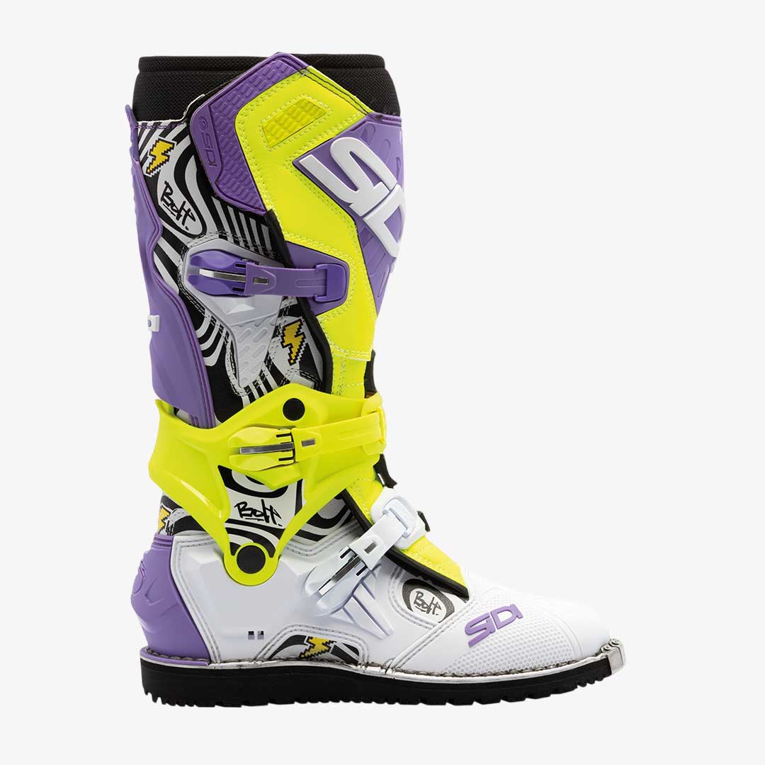 Crossair HD Billy Bolt Purple & Yellow Motorcycle Boots