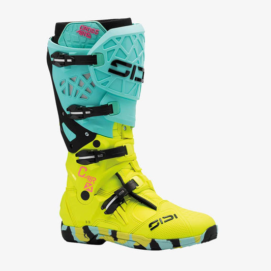 Crossair X Mint Green & Fluorescent Yellow Motorcycle Boots