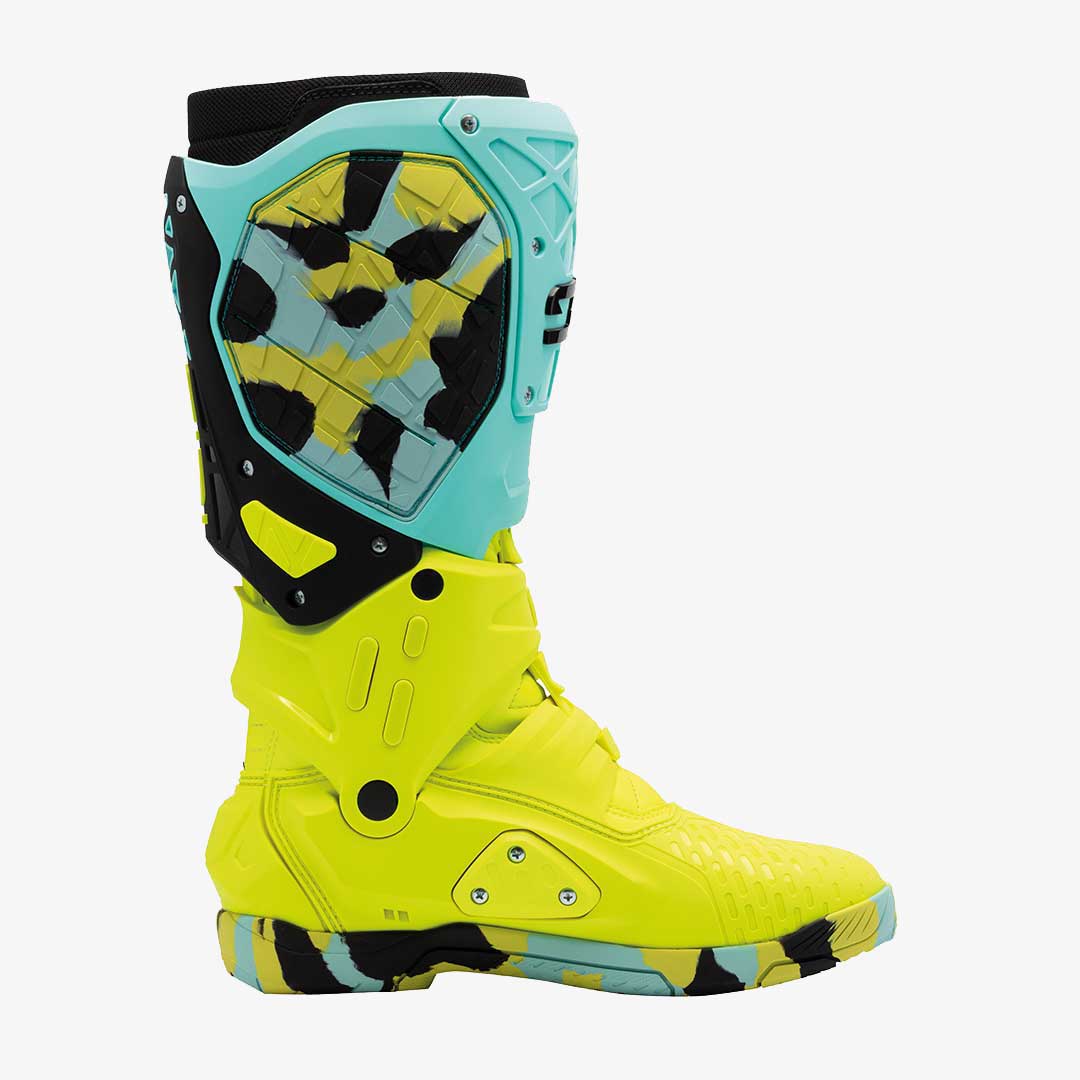 Crossair X Mint Green & Fluorescent Yellow Motorcycle Boots