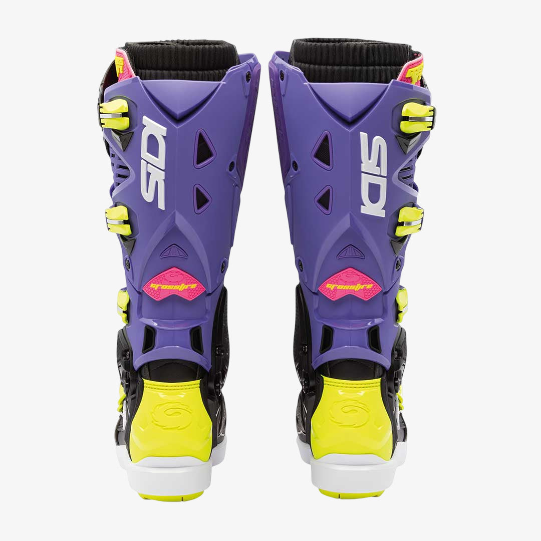 Crossfire 3 SRS Purple Violet, Black & Fluorescent Yellow Motorcycle Boots