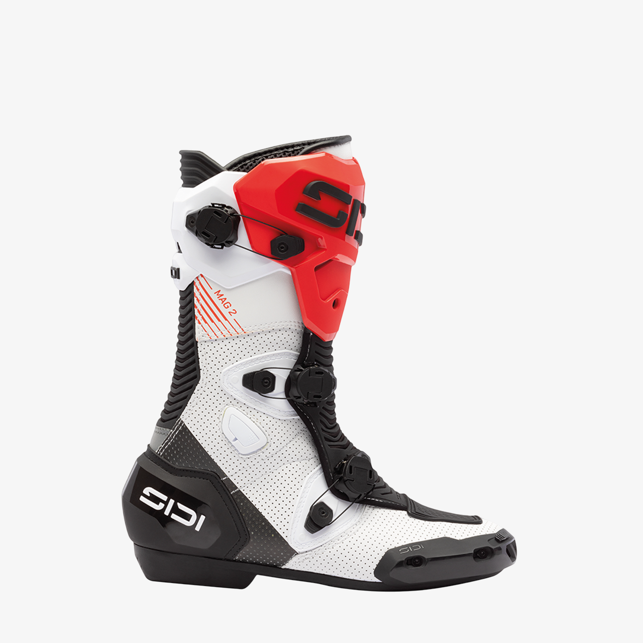 Mag 2 Air White, Black & Red Motorcycle Boots