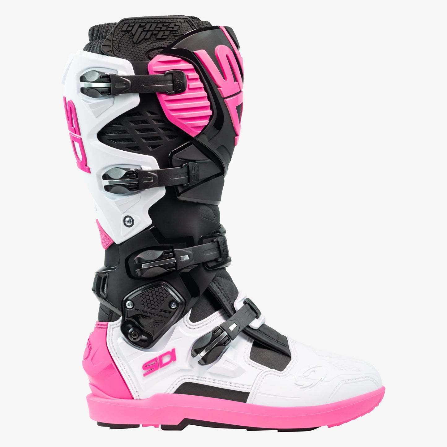 Crossfire 3 SRS Black, White & Pink Motorcycle Boots