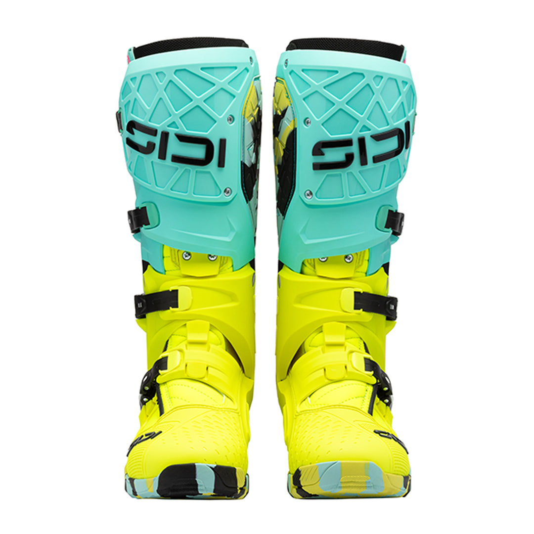Crossair X Mint Green & Fluorescent Yellow Motorcycle Boots