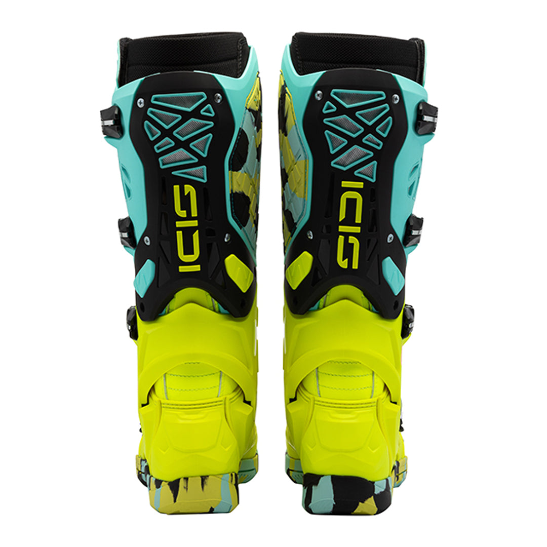 Crossair X Mint Green & Fluorescent Yellow Motorcycle Boots