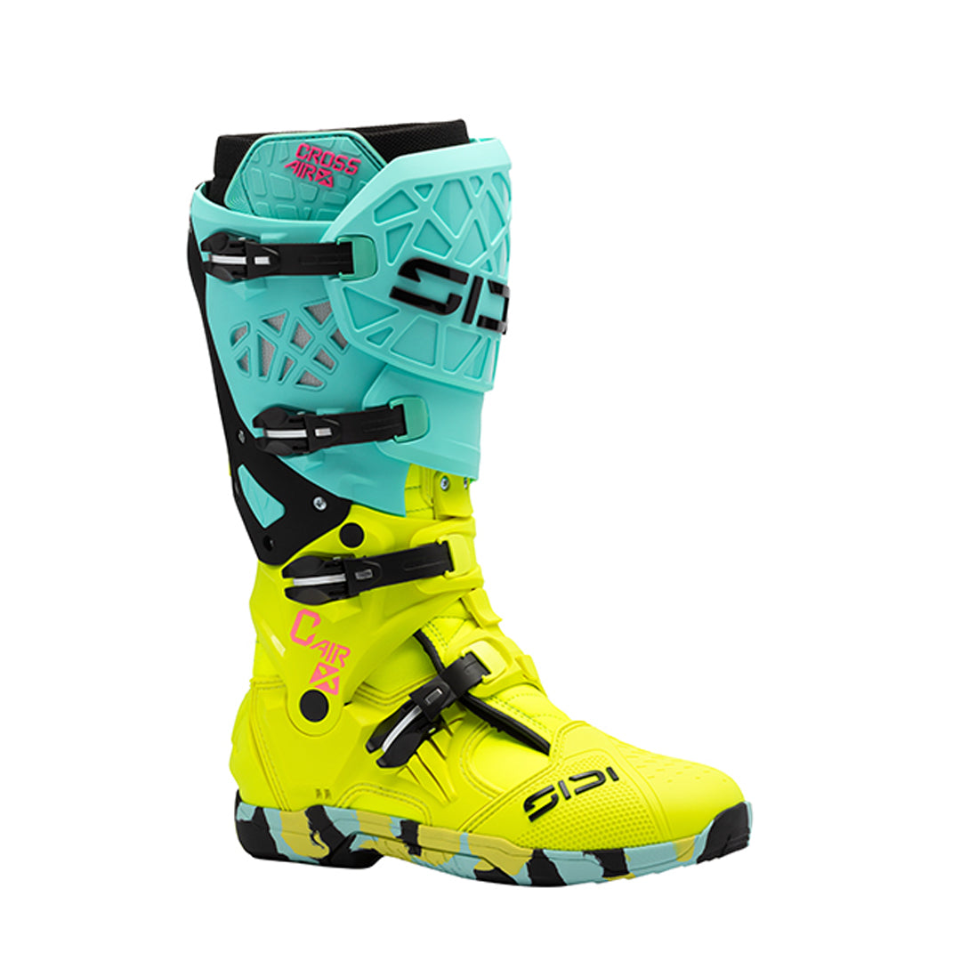 Crossair X Mint Green & Fluorescent Yellow Motorcycle Boots