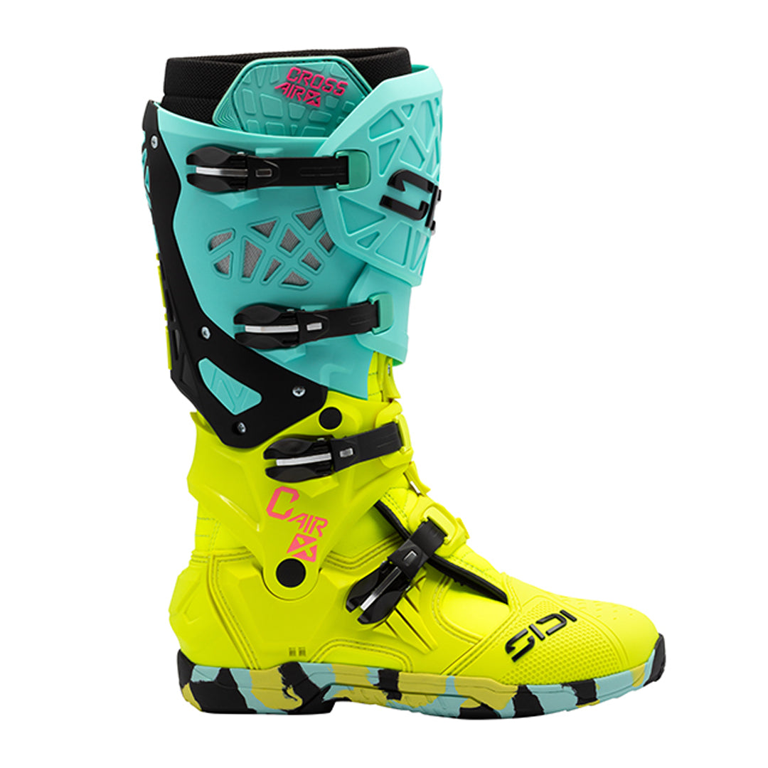 Crossair X Mint Green & Fluorescent Yellow Motorcycle Boots