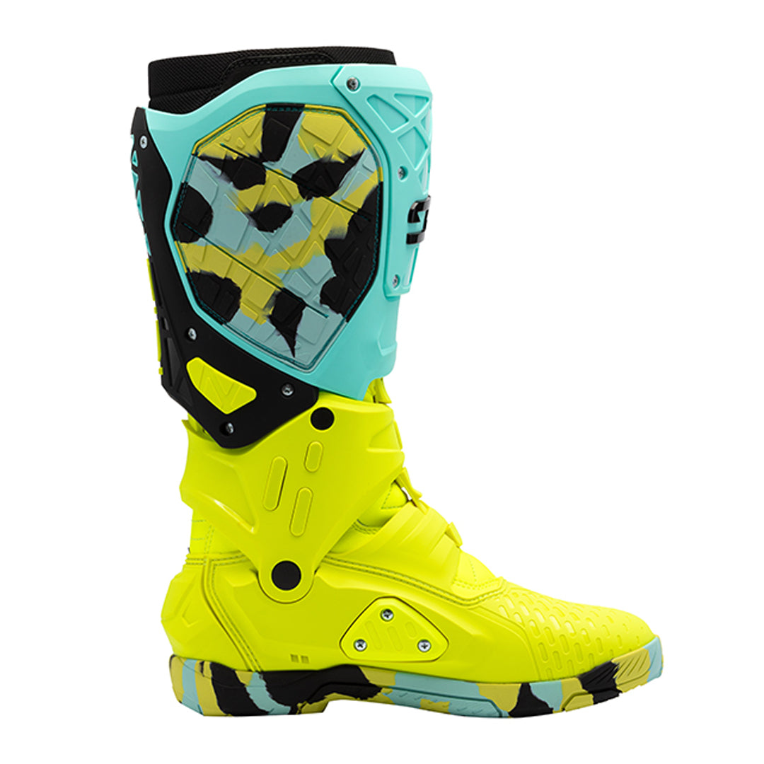 Crossair X Mint Green & Fluorescent Yellow Motorcycle Boots