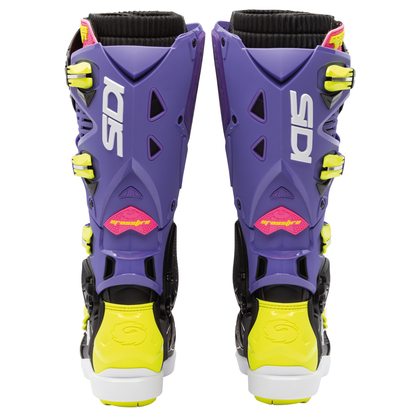 Crossfire 3 SRS Purple Violet, Black & Fluorescent Yellow Motorcycle Boots