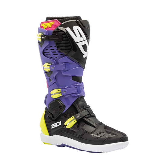 Crossfire 3 SRS Purple Violet, Black & Fluorescent Yellow Motorcycle Boots