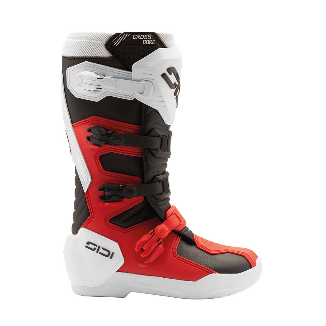 Crosscore Red, Black & White Motorcycle Boots