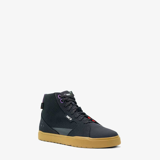 black high top sidi motorcycle trainers with brown sole