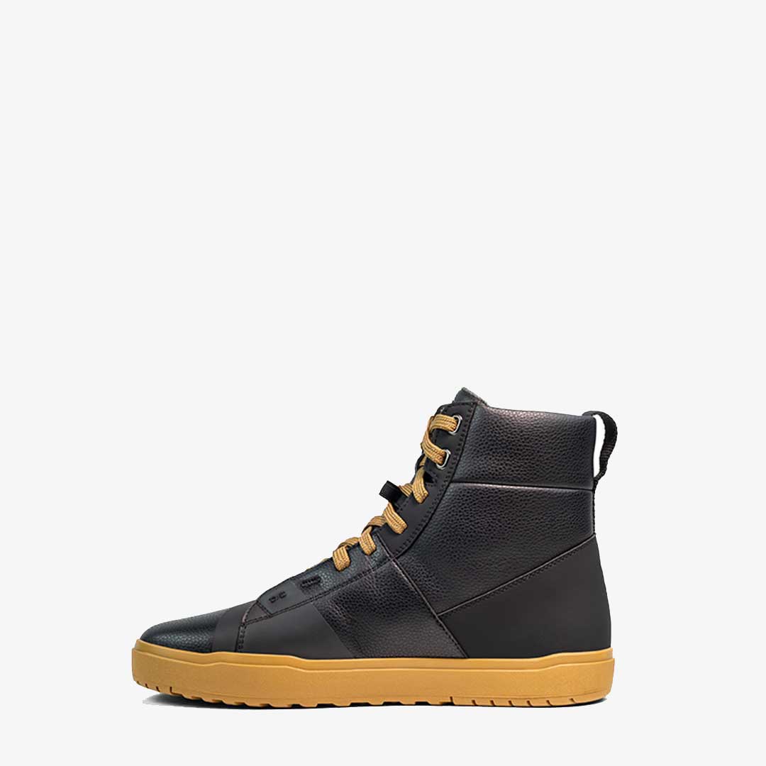 side of black high tops trainers for motorcycling