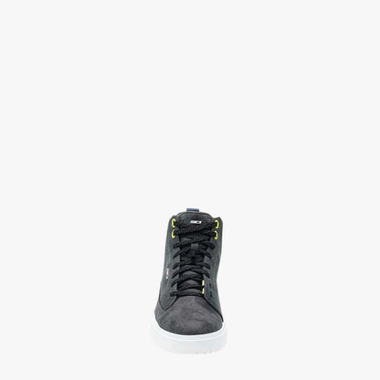 front of lace up high top motorcycle trainers