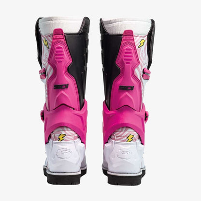 Crossair HD Billy Bolt Pink & White Motorcycle Boots