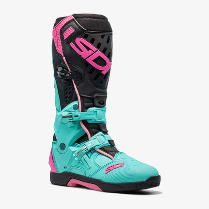 Crossair Mint Green, Black & Pink Motorcycle Boots