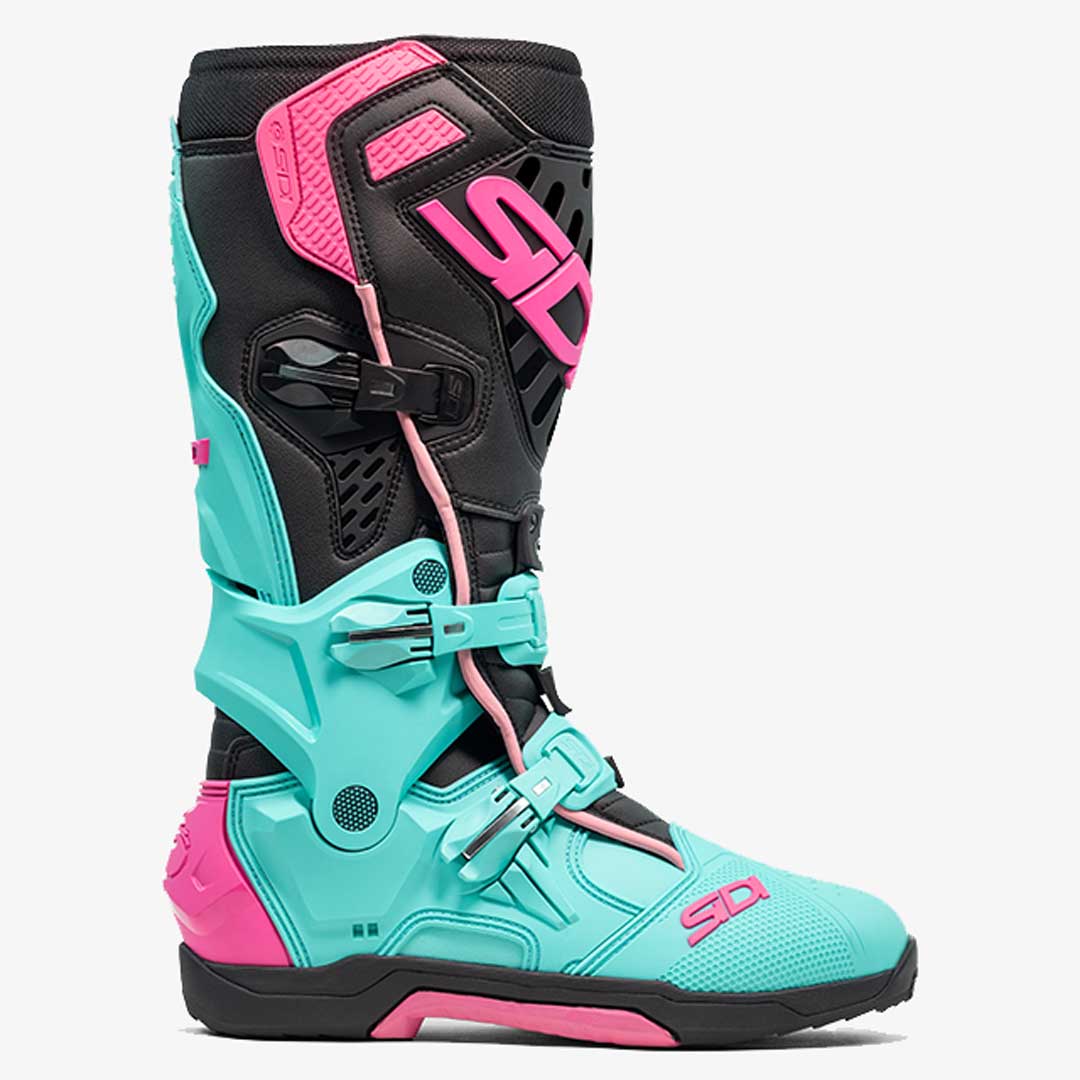 Crossair Mint Green, Black & Pink Motorcycle Boots