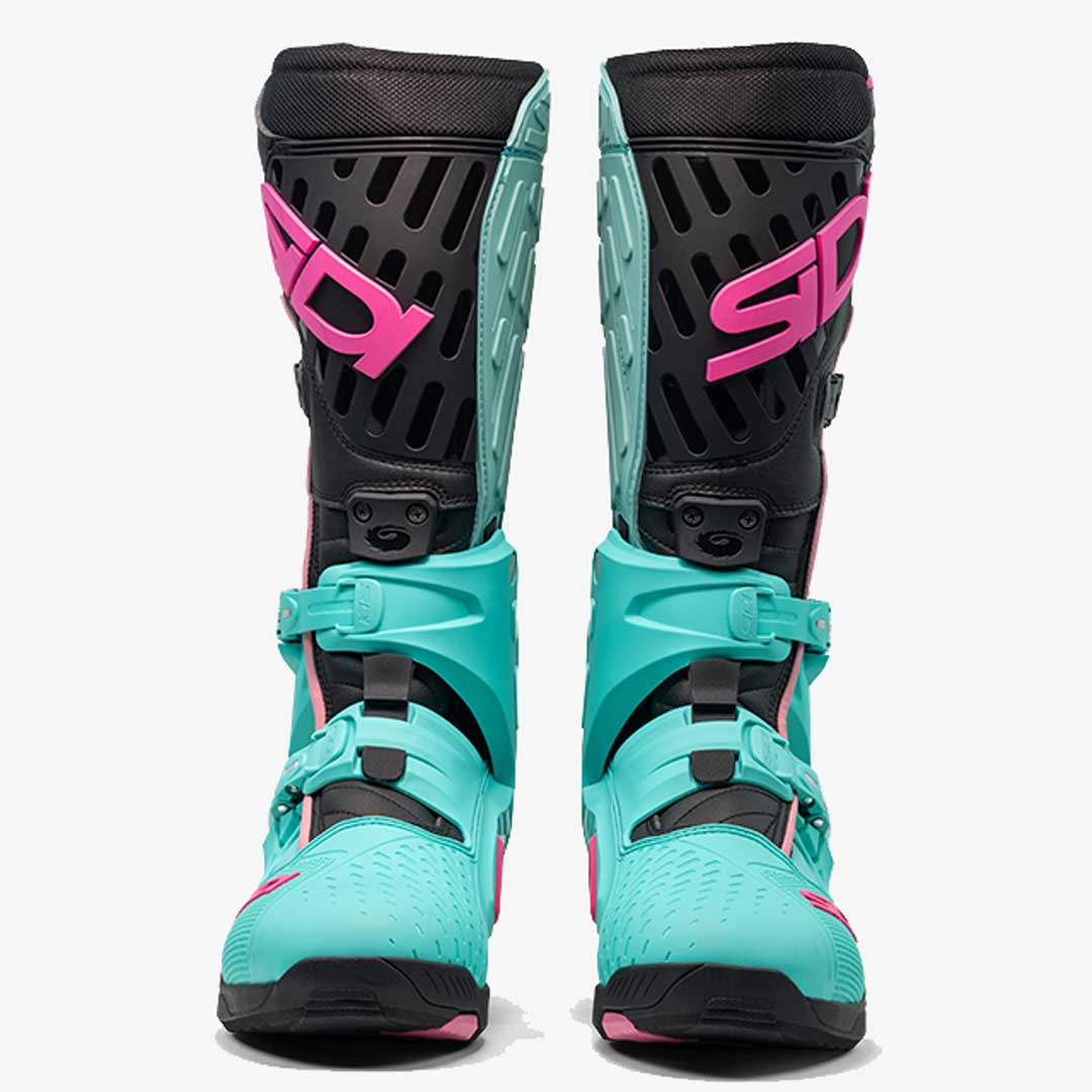 Crossair Mint Green, Black & Pink Motorcycle Boots