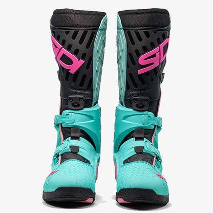 Crossair Mint Green, Black & Pink Motorcycle Boots