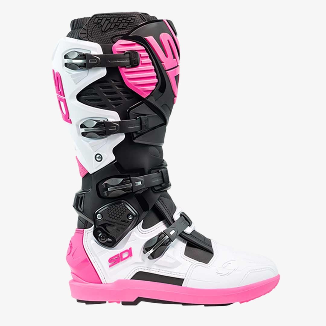 Crossfire 3 SRS Black, White & Pink Motorcycle Boots