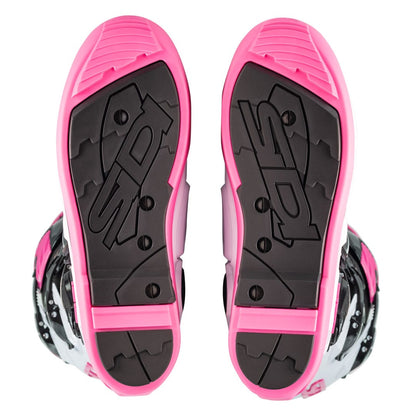 pink and black soles of Sidi crossfire 3 srs boots