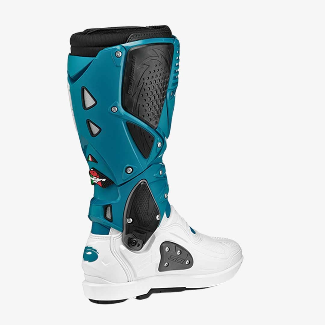 Crossfire 3 SRS White & Petrol Blue Motorcycle Boots
