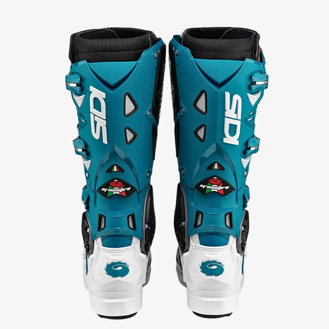 Crossfire 3 SRS White & Petrol Blue Motorcycle Boots