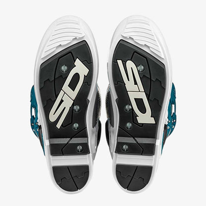 Crossfire 3 SRS White & Petrol Blue Motorcycle Boots