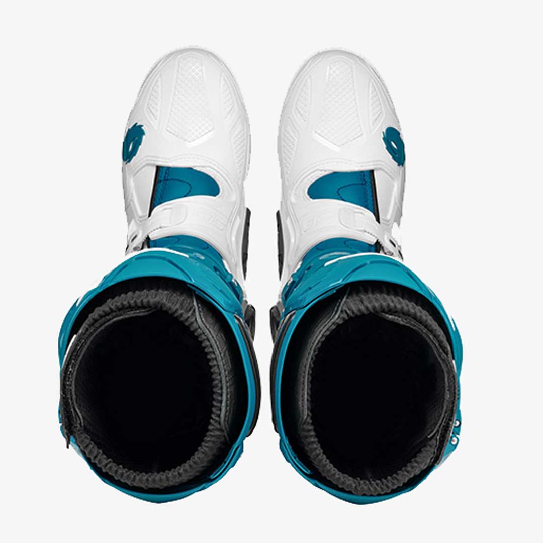 Crossfire 3 SRS White & Petrol Blue Motorcycle Boots