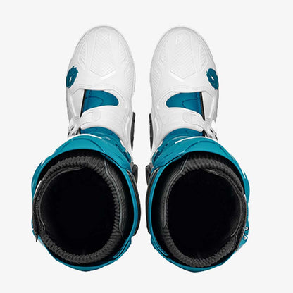 Crossfire 3 SRS White & Petrol Blue Motorcycle Boots