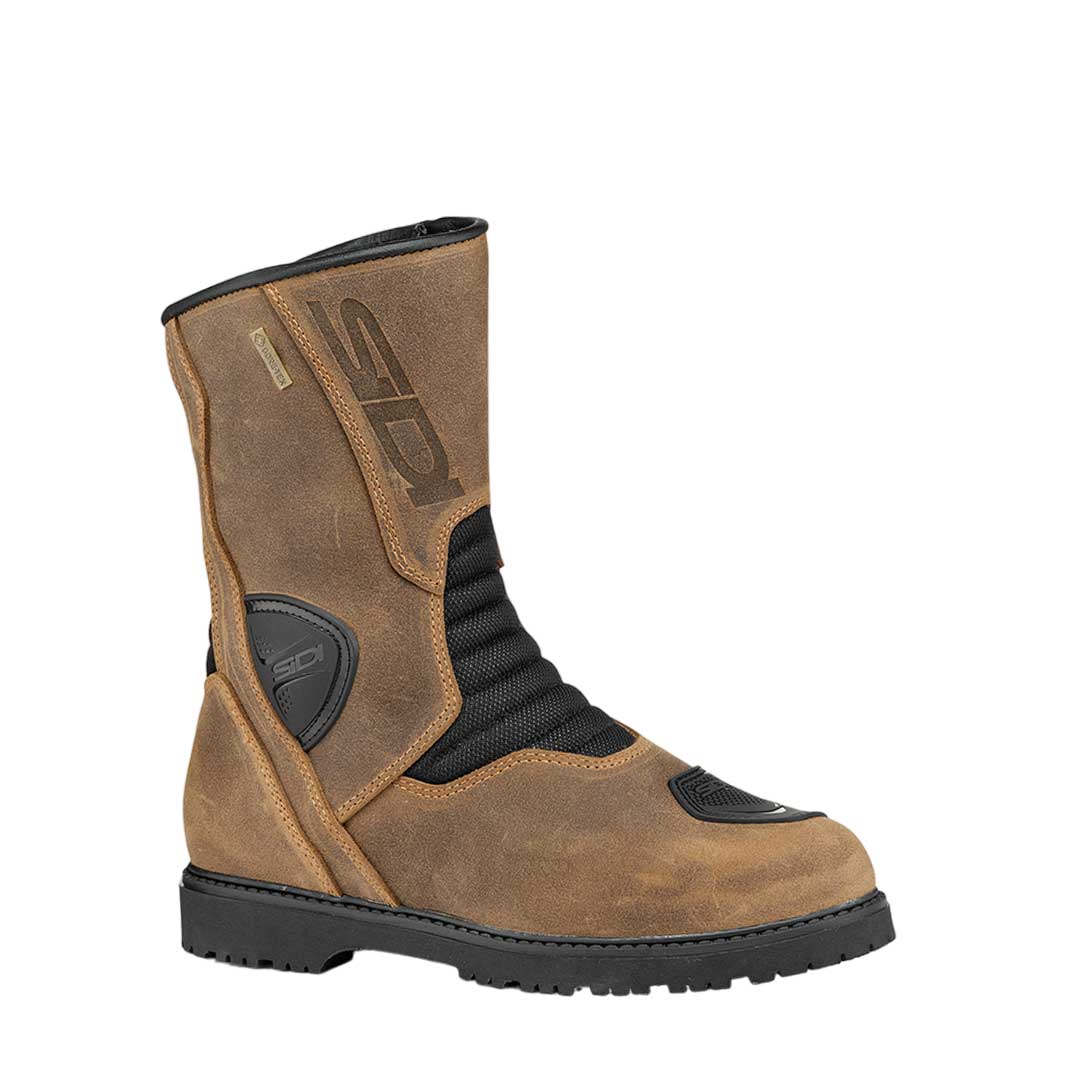 brown and black sidi motorcycle boots for men