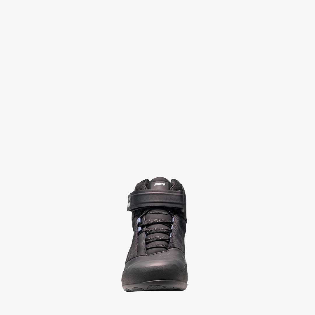 from of lace up and velcro motorbike boots
