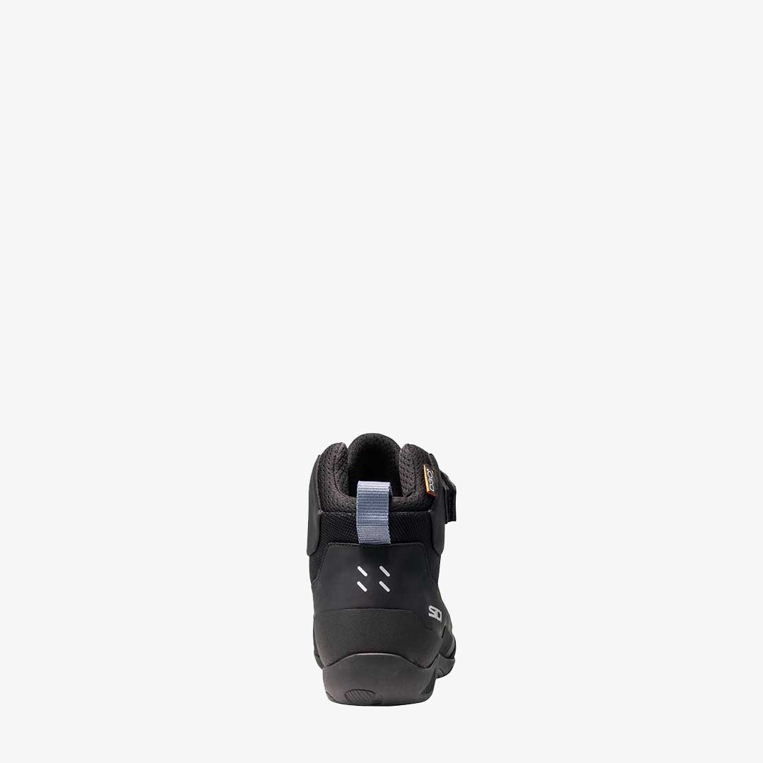 back of black motorcycle shoes