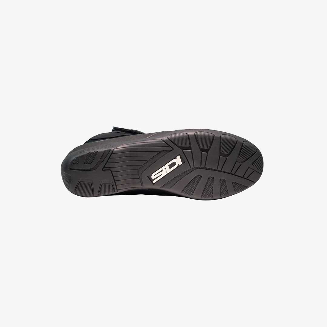 black sole of motorcycle shoes with sidi logo